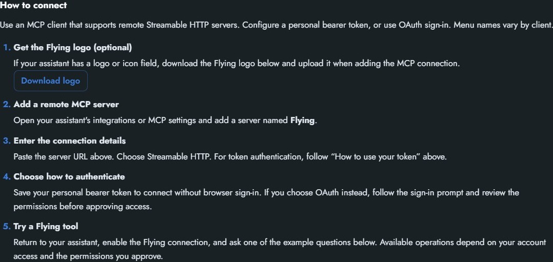 Flying’s MCP setup instructions